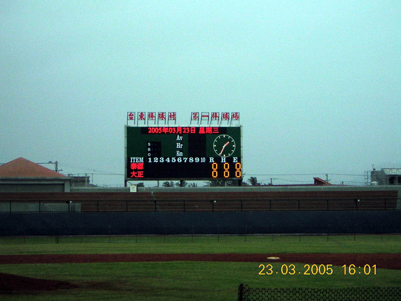 Baseball scoreboard out door