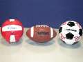 machine stitched soccer ball, football, and volleyball